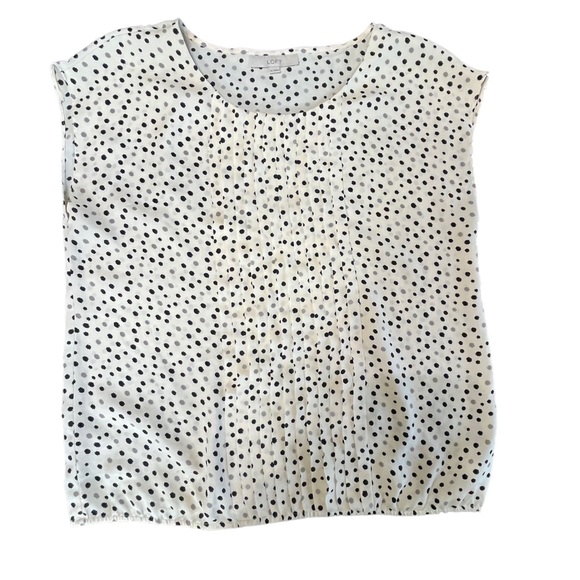 Loft, short sleeve blouse, top w/round square pattern pleating on front XL - Picture 4 of 10